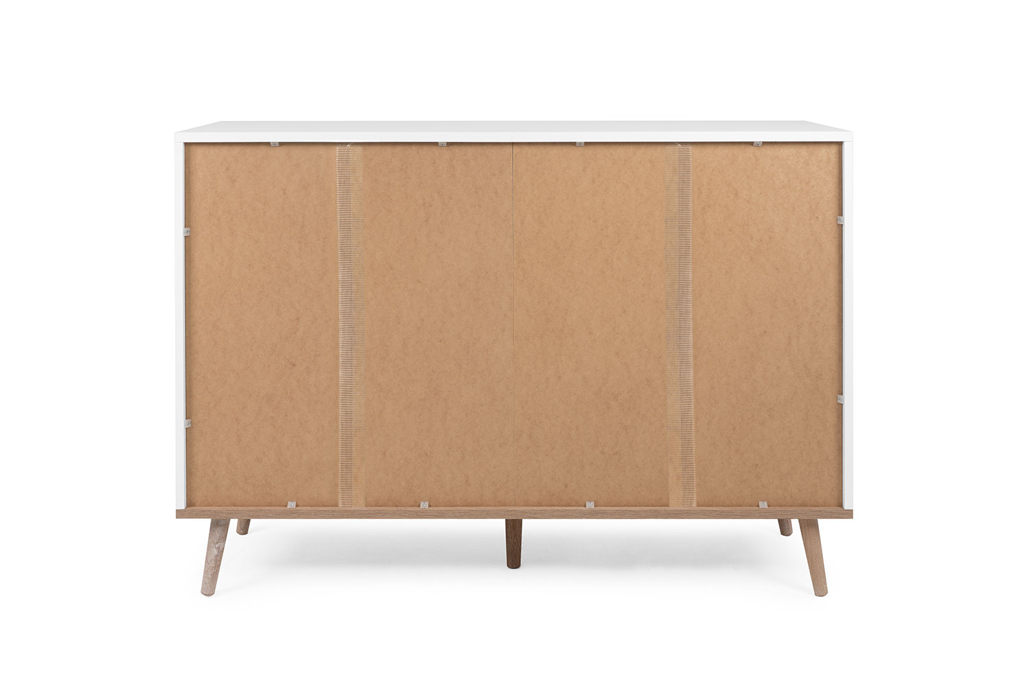 Cassettiera 6 cassetti in finitura bianco con piedi in legno