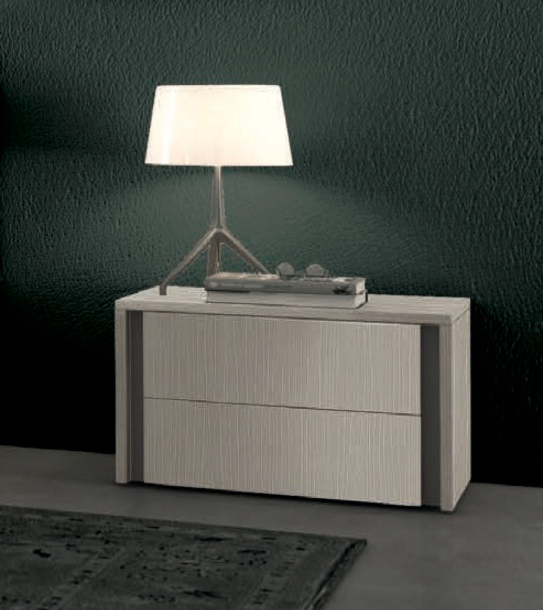 Offerta coppia di comodini moderni 2 cassetti in finitura Rovere dorian