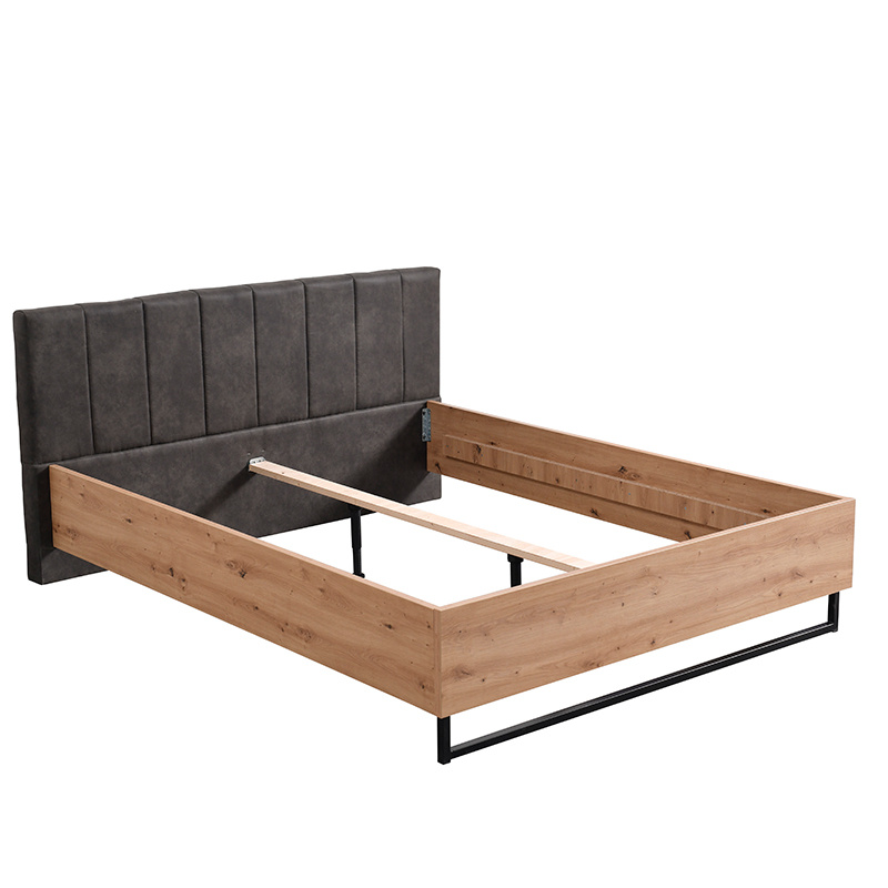 letto moderno legno e ecopelle