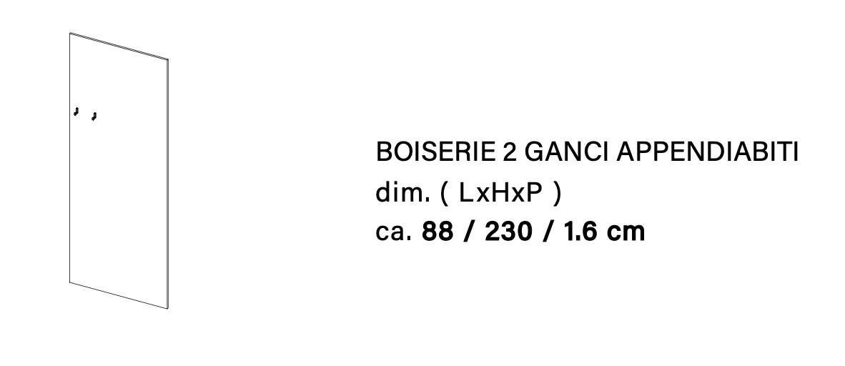 Ingresso con boiserie e panca, Noce caramello, L.88