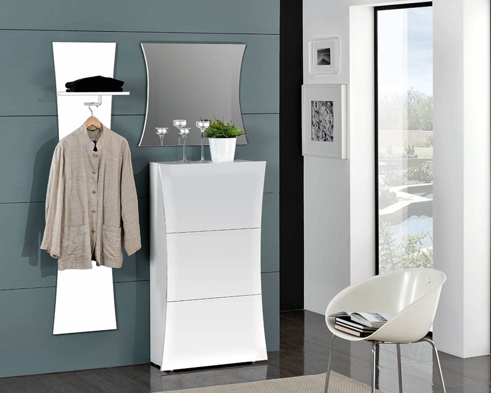 Mobile da ingresso arco con appediabiti, specchiera e scarpiera 3 ante