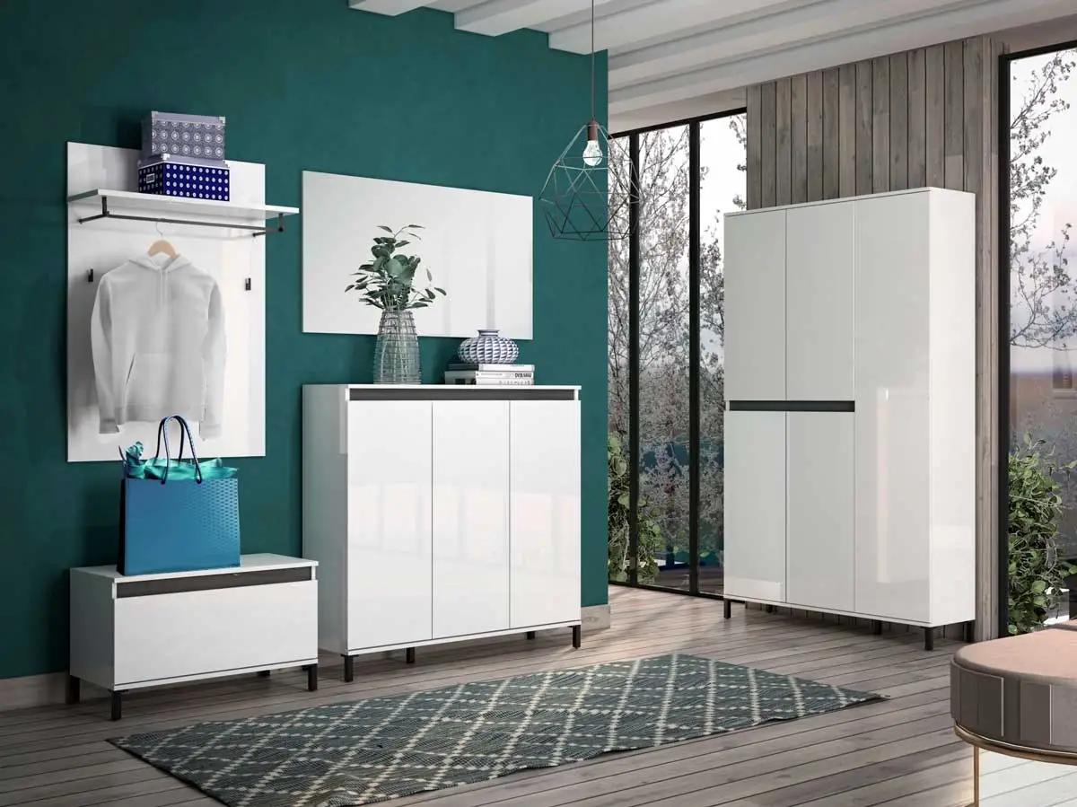 Panca 1 ribalta colore Bianco lucido, Made in Italy