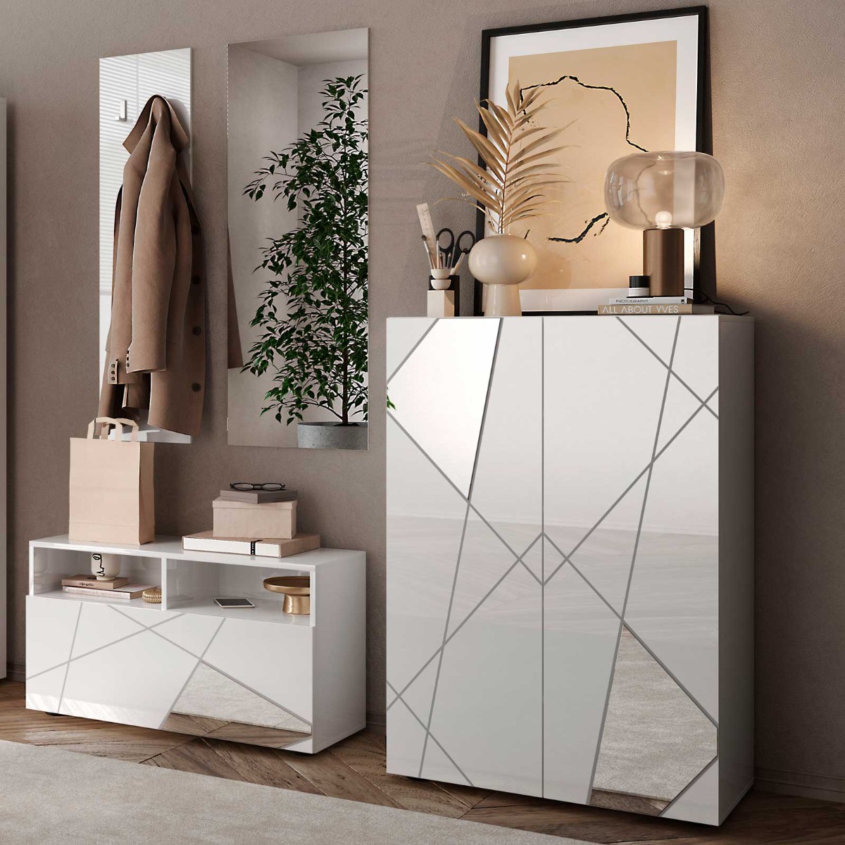 madia da ingresso con specchi 