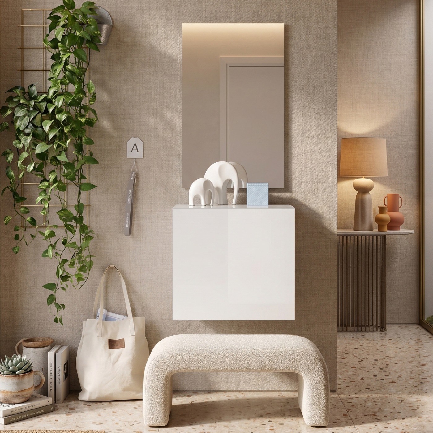 ingresso con cubo bianco