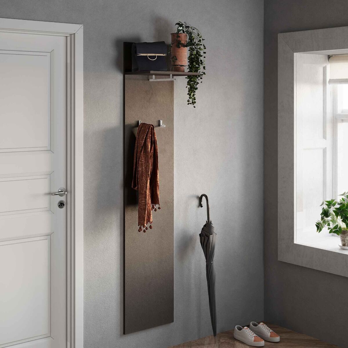  ingresso moderna con madia 4 ante, madia 2 ante, specchio e appendiabiti 