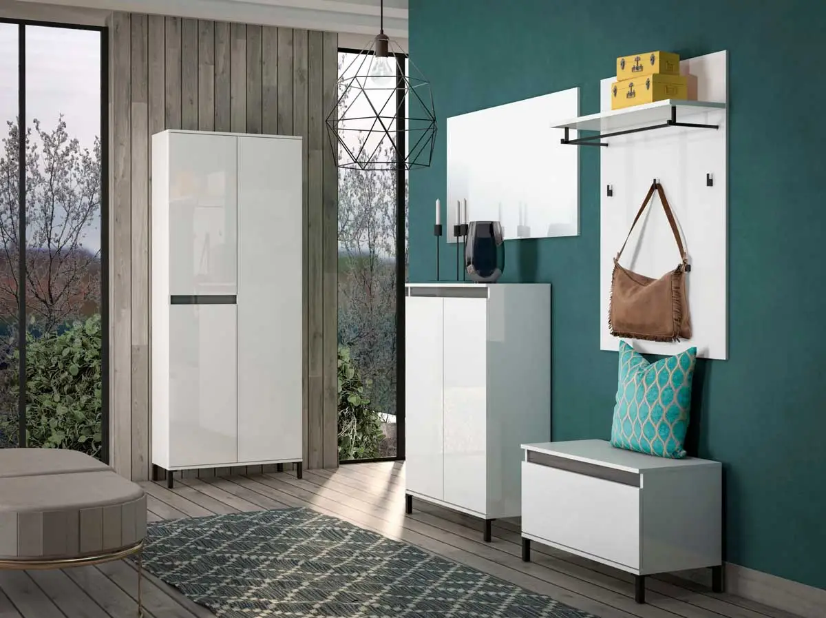 Panca 1 ribalta colore Bianco lucido, Made in Italy