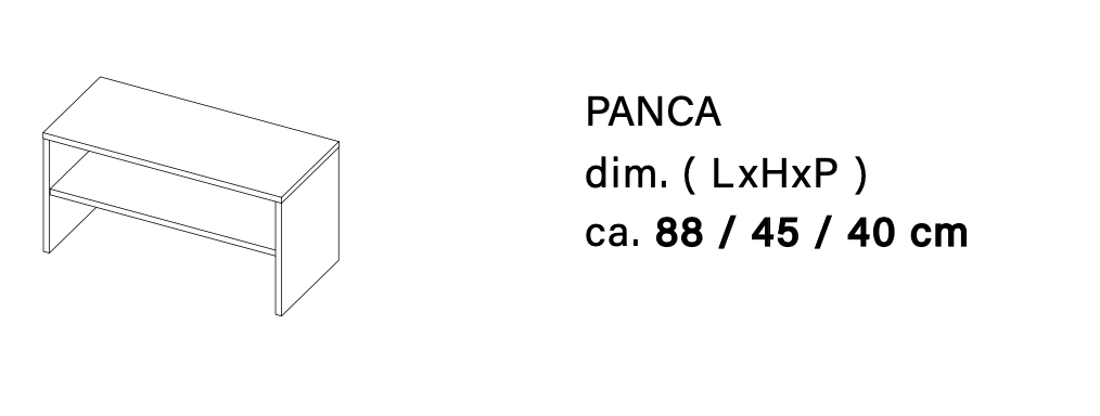 Ingresso con boiserie e panca, Noce caramello, L.88