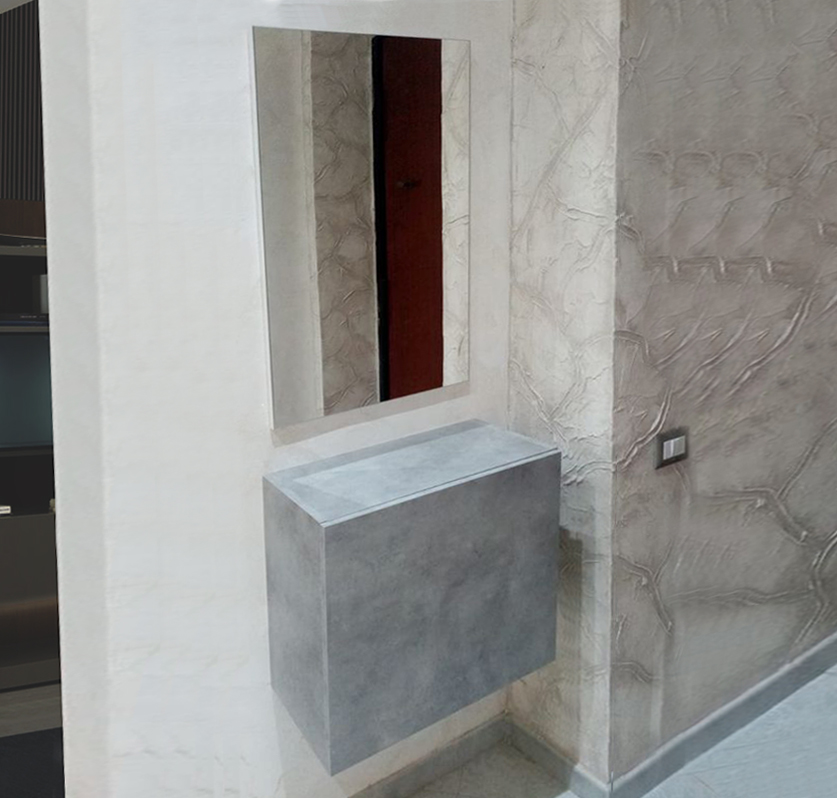 Idee ingressi con specchio, finitura Beton