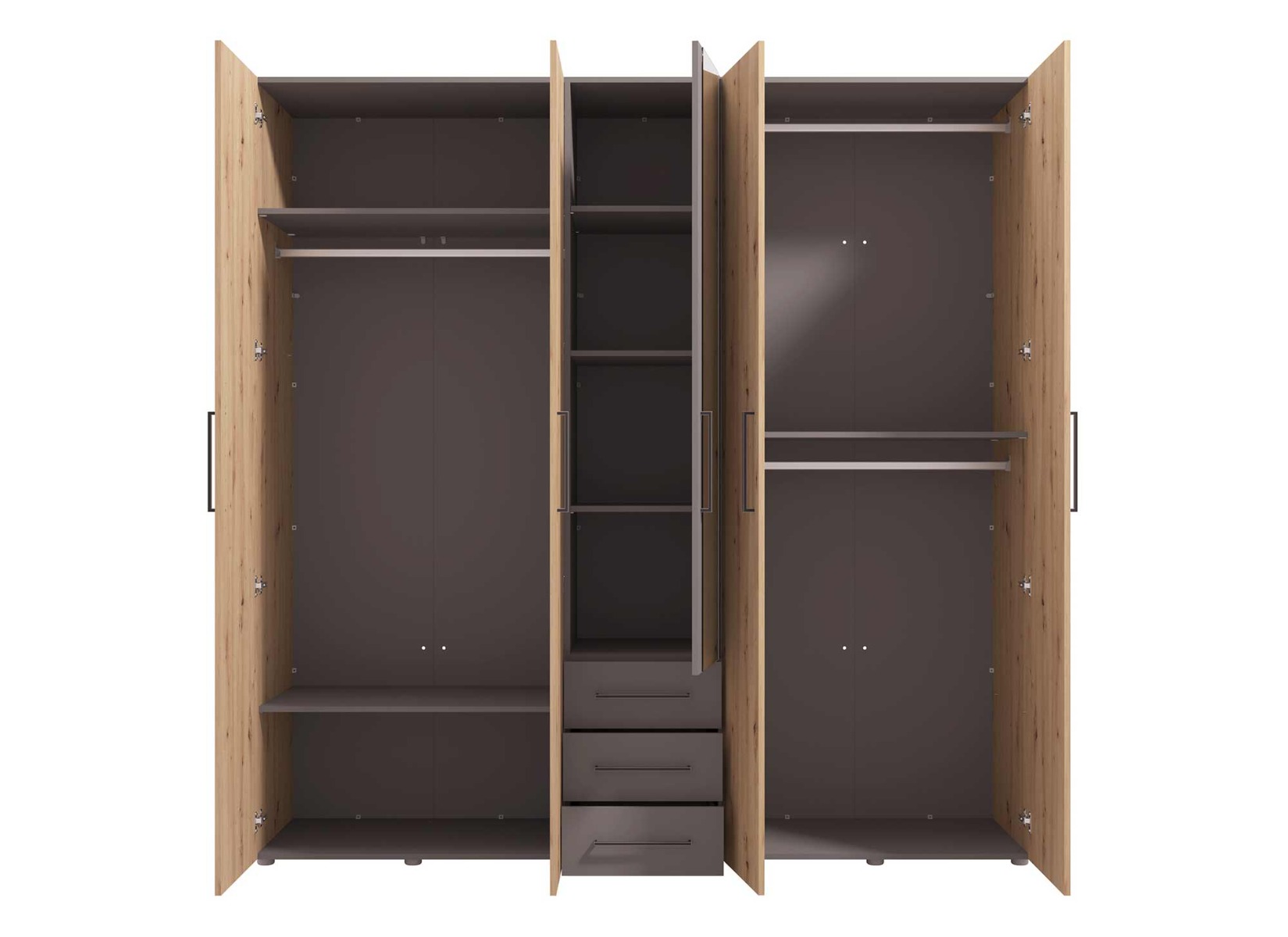 Armadio industry finitura rovere 5 ante battenti