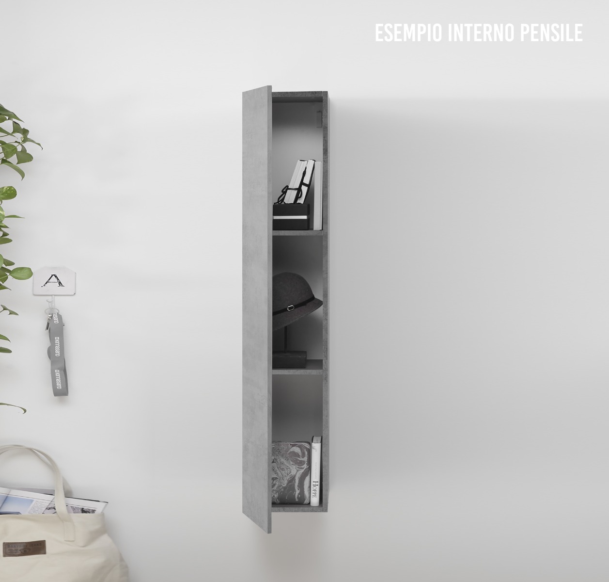 Pensile verticale di design, Bianco Lucido