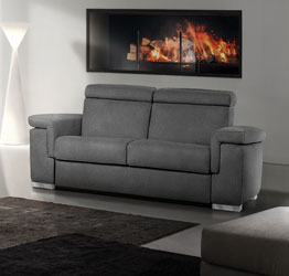 Divano letto moderno Kilimangiaro sfoderabile a 2 posti finitura Grigio