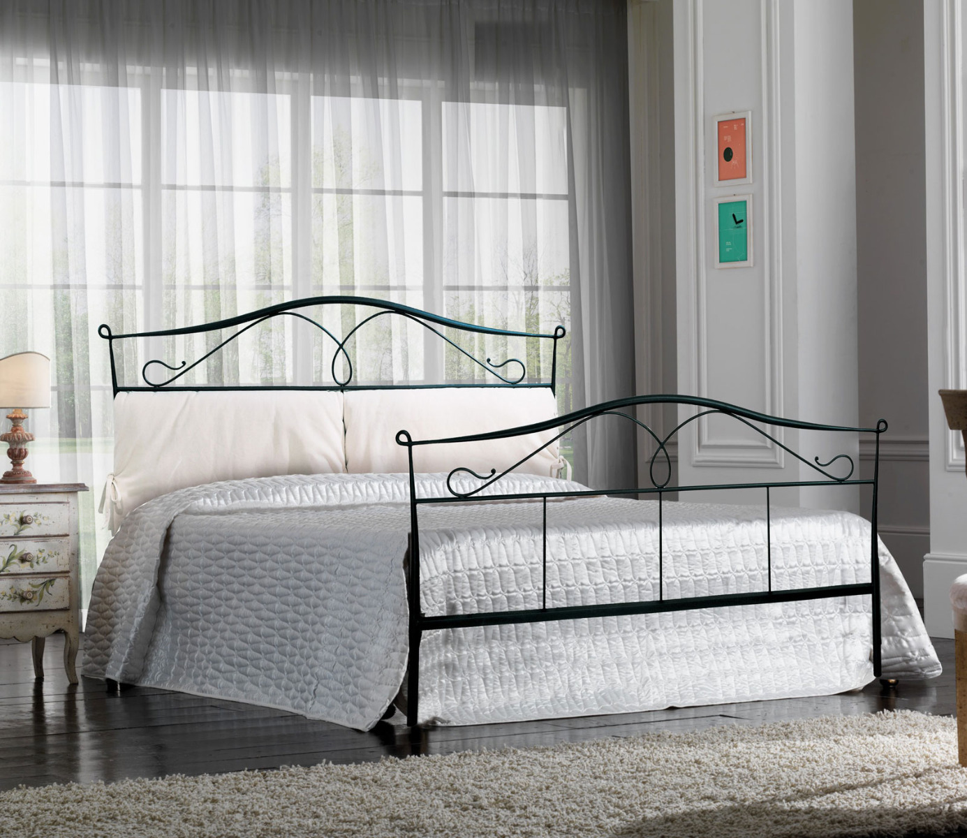 Letto matrimoniale Grigio Polvere in ferro