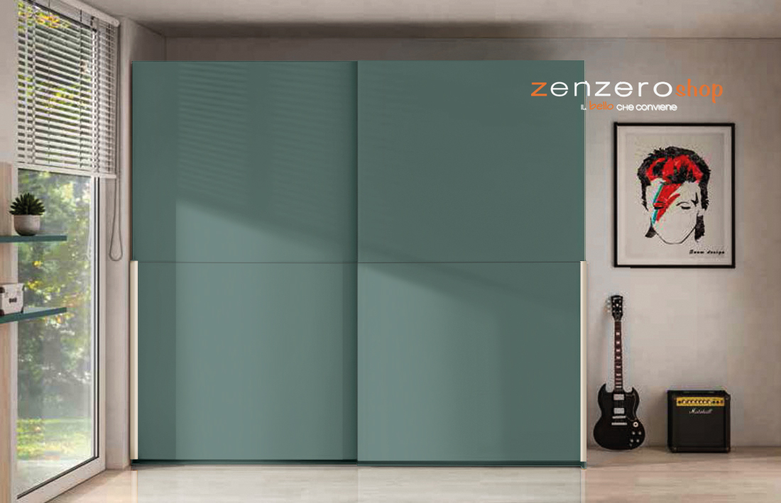 Armadio a 2 ante scorrevoli, finitura Verde Salvia