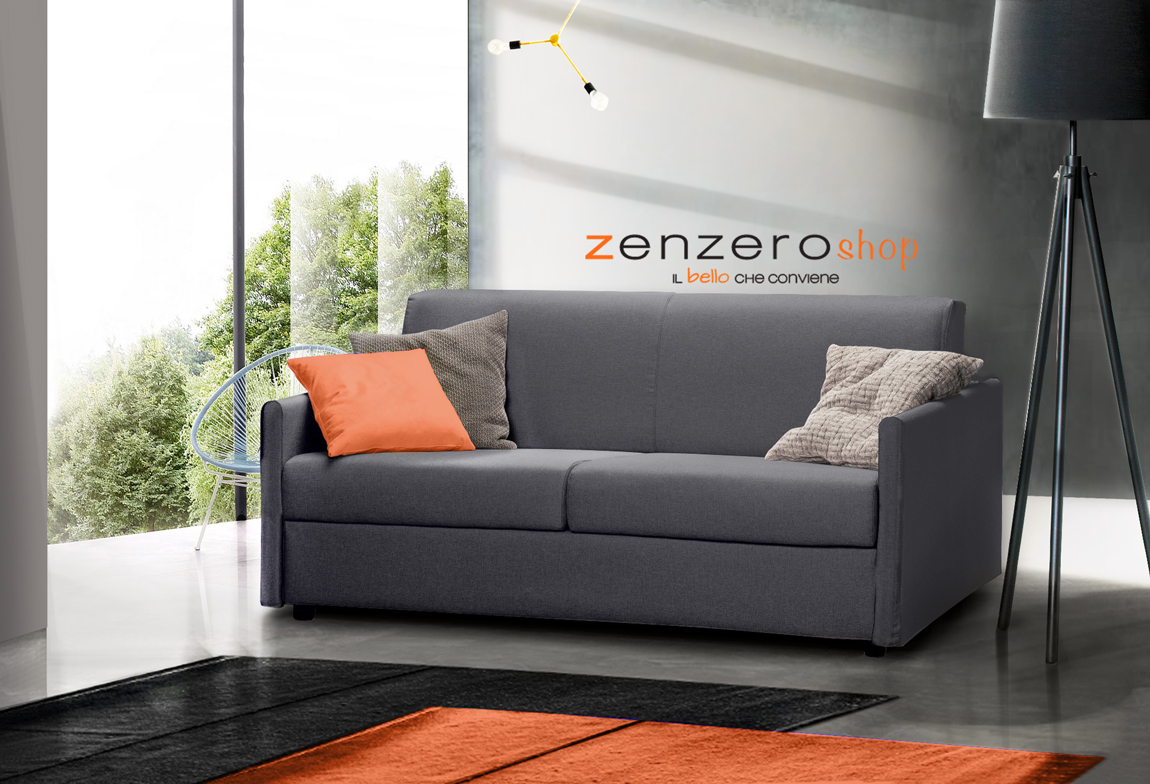 Divano letto moderno, 3 posti in tessuto Antracite