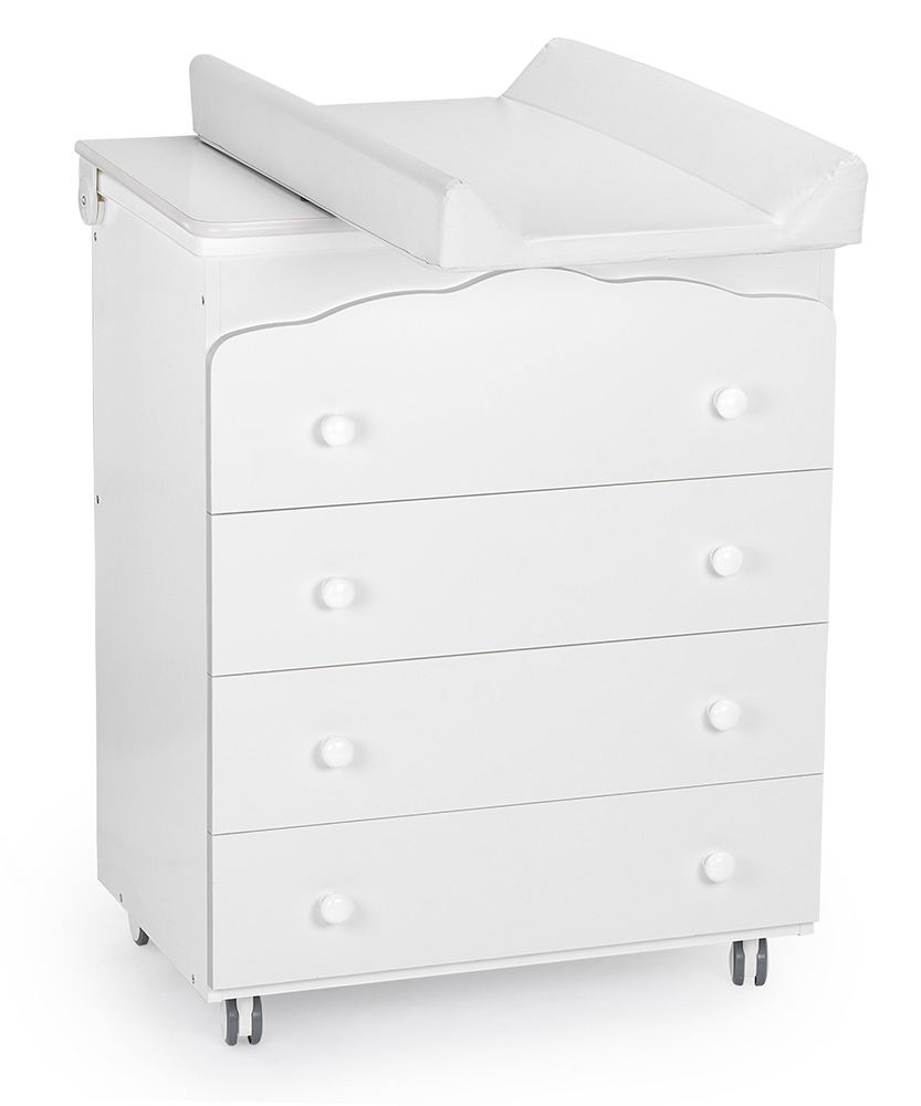 Culla moderna Grizzly con ruote, finitura bianco con decori grigi Zenzero Shop