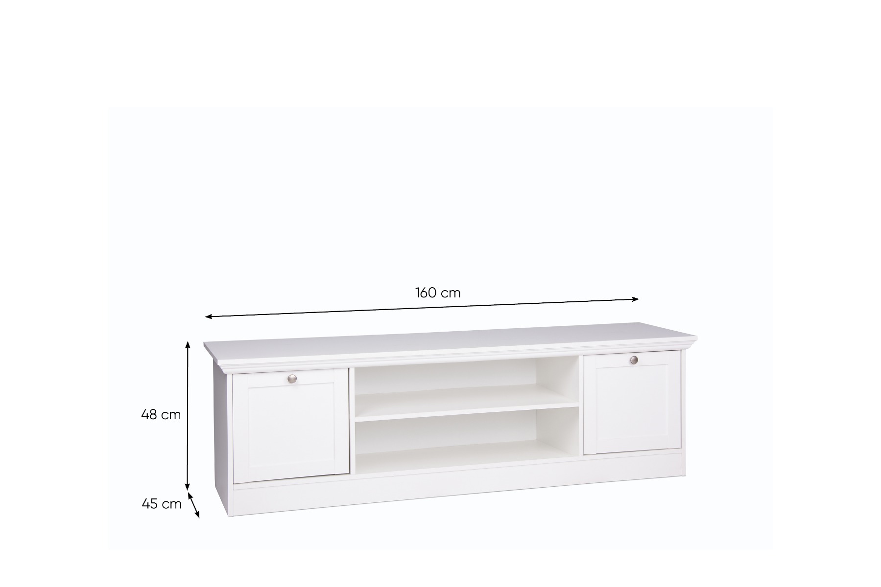 Mobile porta Tv con 2 ante e un ripiano in finitura Bianco 