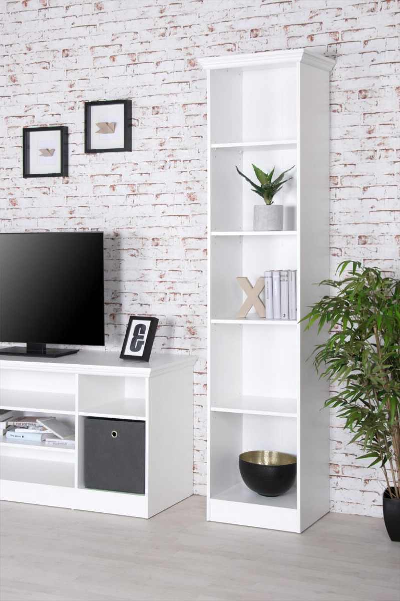 Libreria per soggiorno, 4 ripiani finitura Bianca