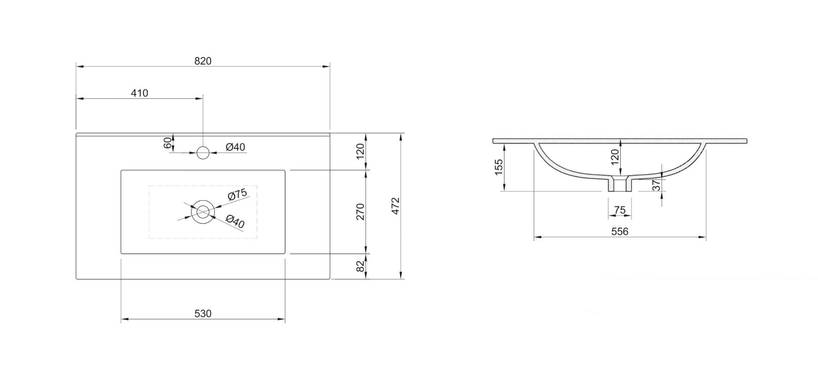 Mobile da bagno con 3 cassetti, L.82 cm, bianco lucido 