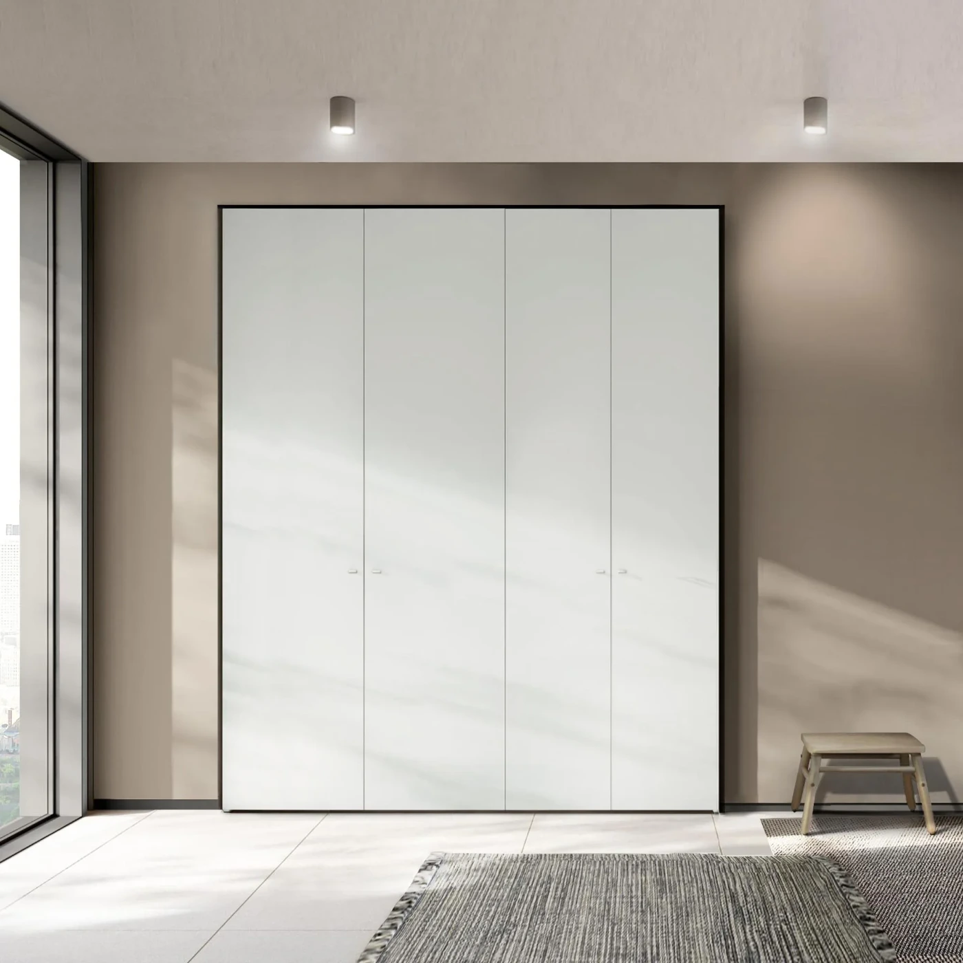 Mobile lavanderia 4 ante, L.210 H.242, Bianco opaco