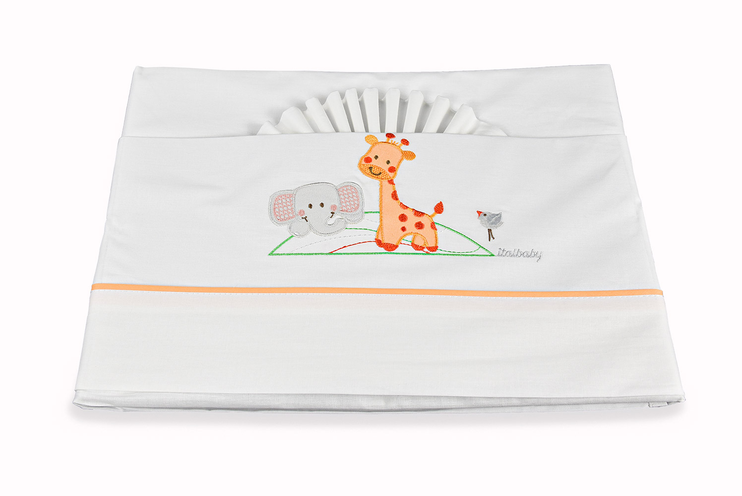 Culla neonati Melman bianca  con ruote e decori colorati