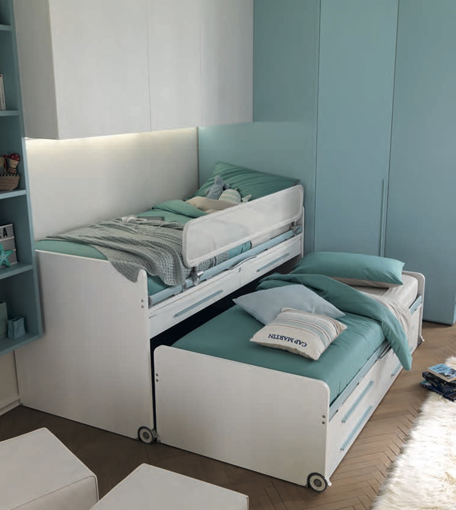 Letto multifunzionale Space con scrivania e cassetti, Moretti Compact