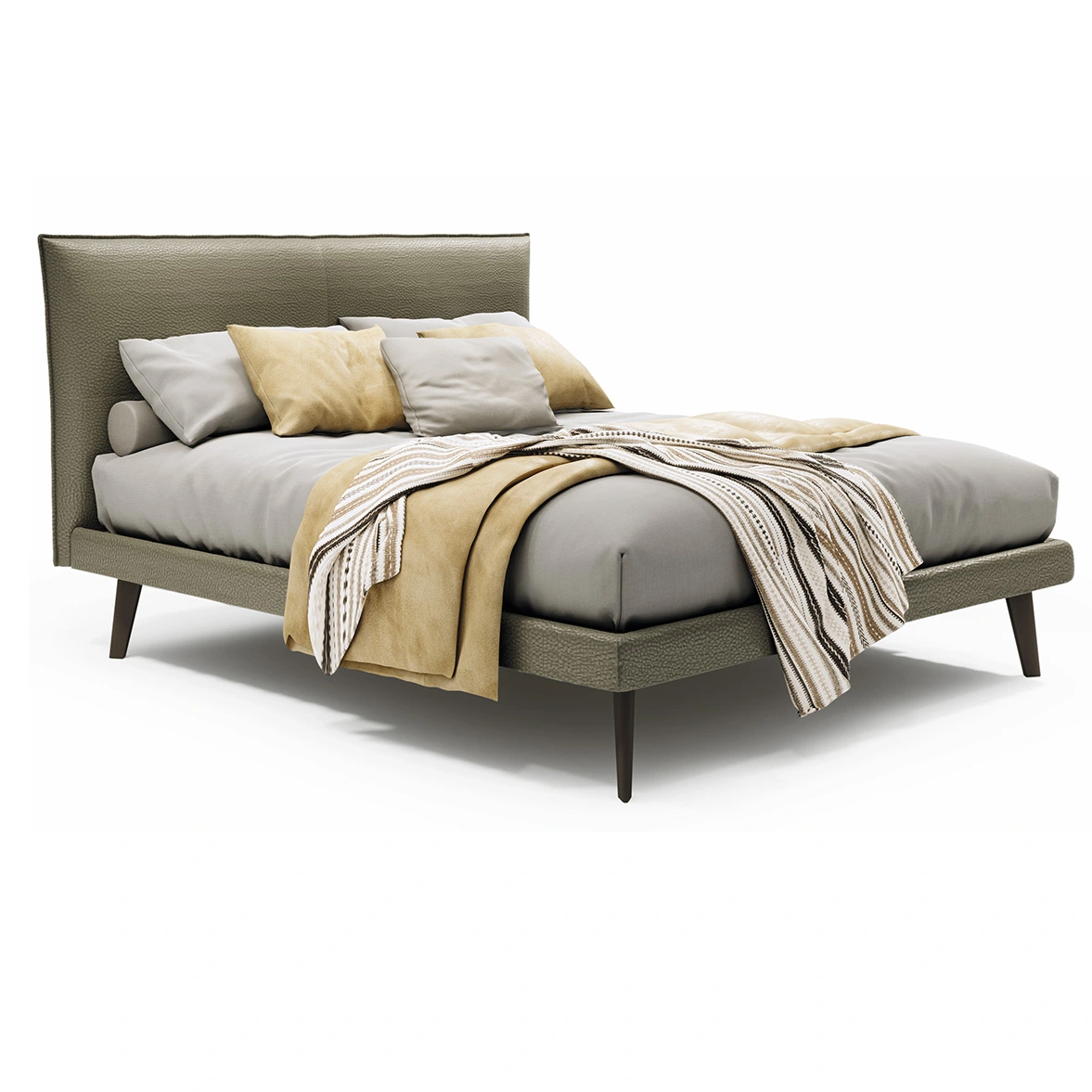 letto ecopelle marrone giroletto sottile