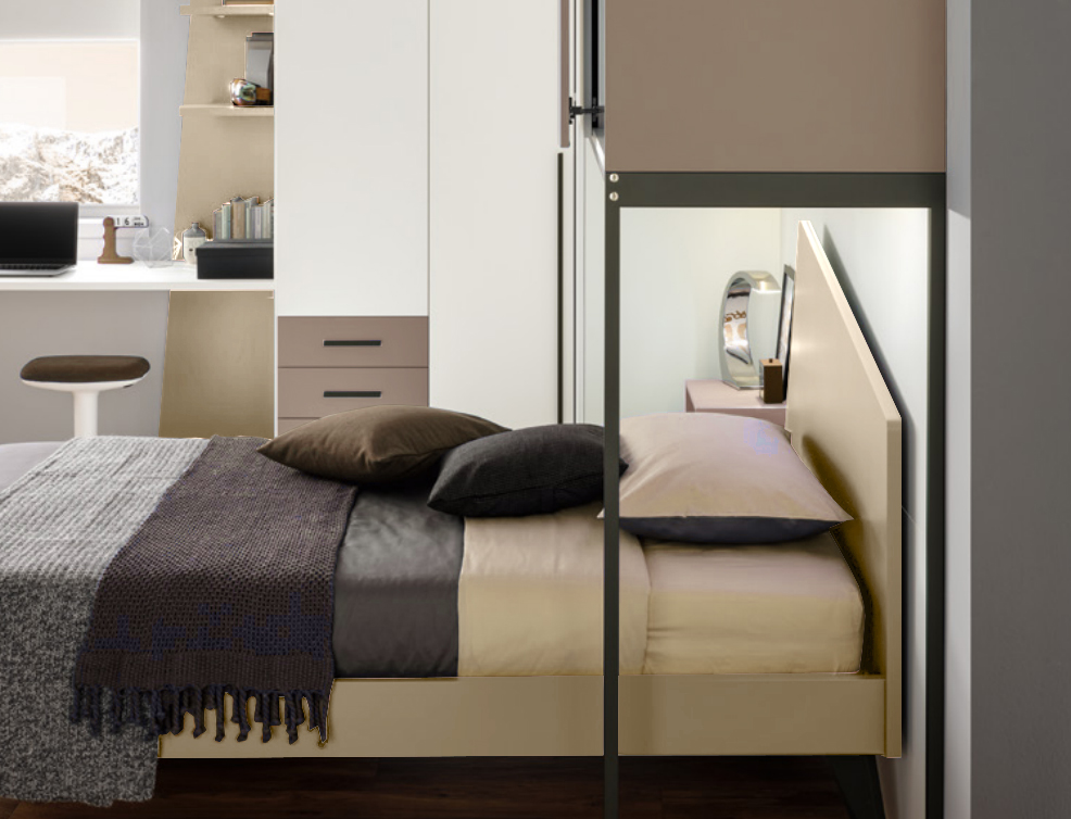 Letto ragazzi Iceberg una piazza e mezza Moretti Compact, Crema