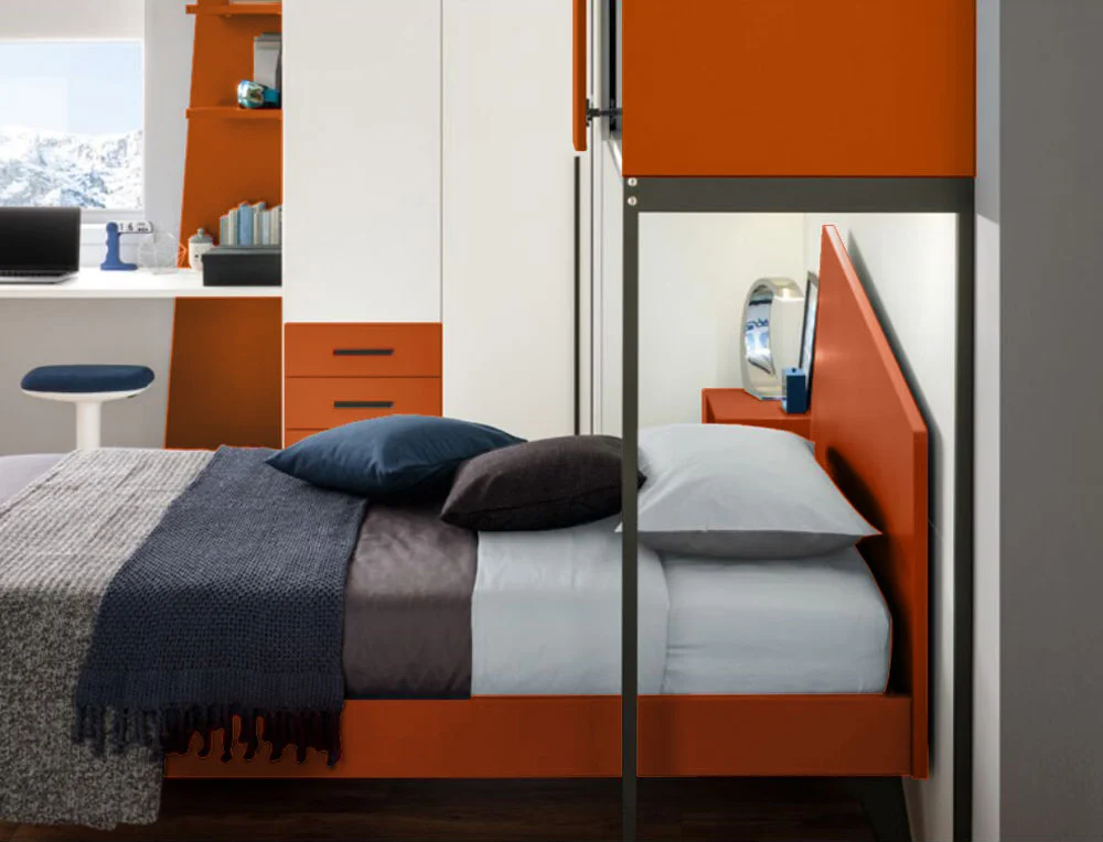 Letto 1 piazza e mezza Iceberg Moretti Compact, Corallo