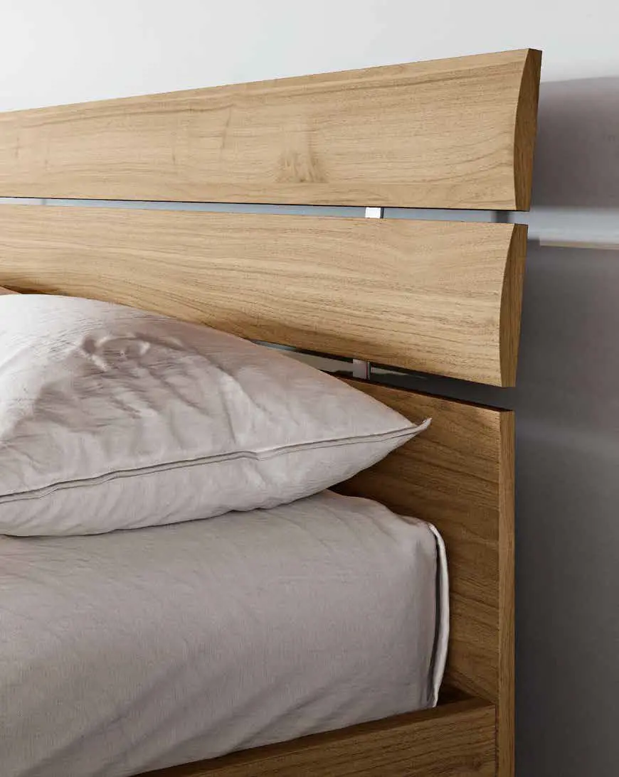 Letto matrimoniale moderno, Noce biondo, L.169 H.90