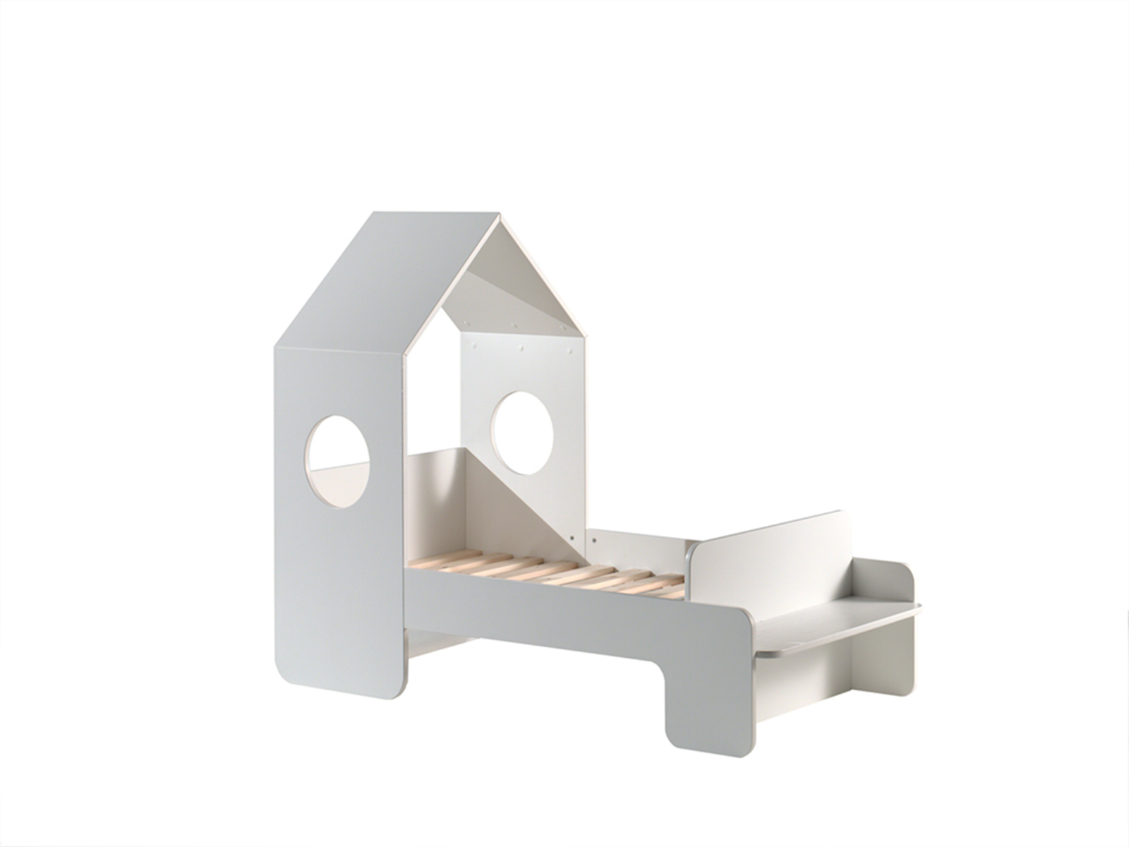 Lettino singolo bambini, design casetta, bianco