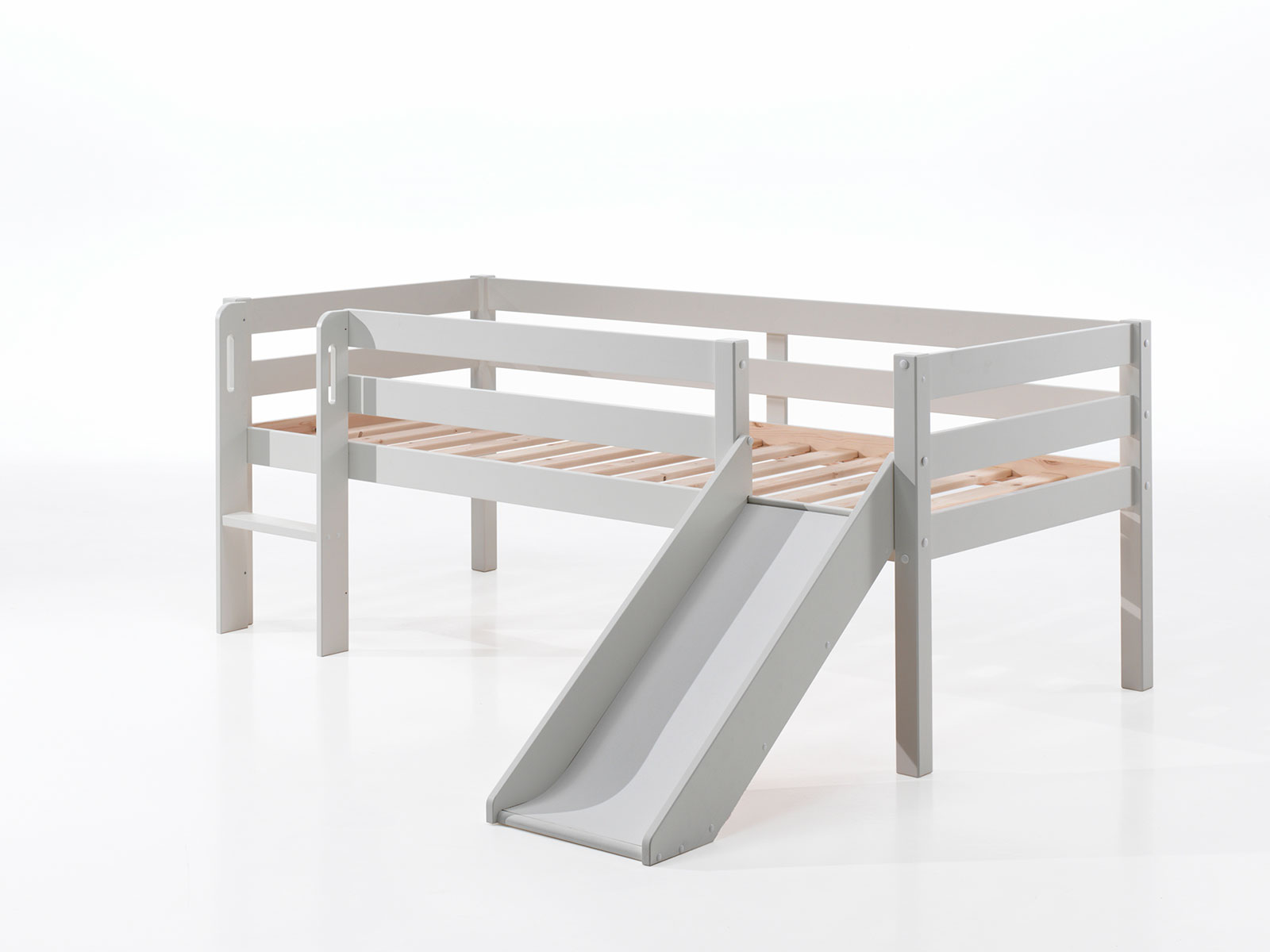 Camerette con scivolo, lettino per bambini con scivolo, Grigio laccato