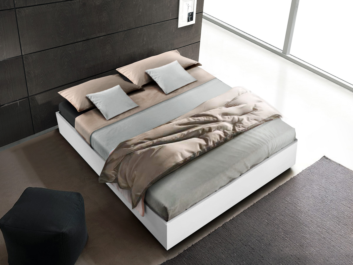 Letto sommier matrimoniale, finitura Bianco luce
