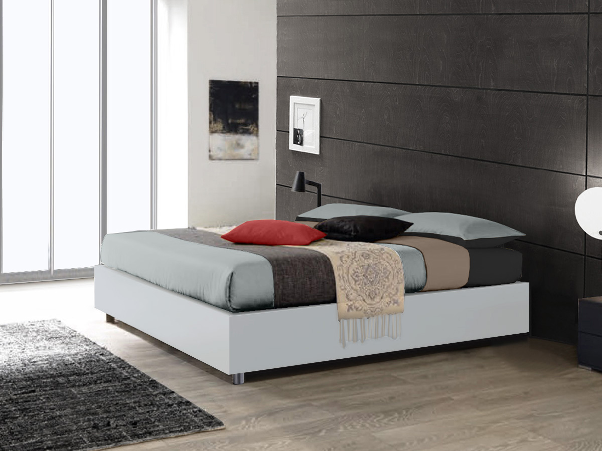 Letto sommier matrimoniale, finitura Grigio alluminio