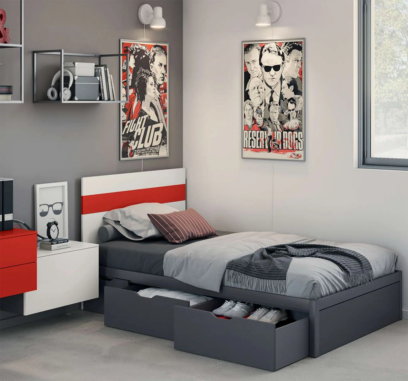 letto rosso e bianco