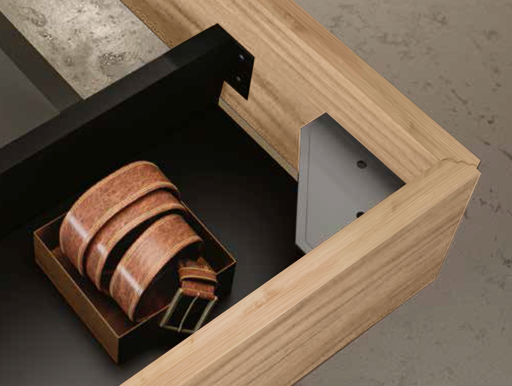 Letto matrimoniale contenitore Noce biondo, Visone e Orzo, Made in Italy