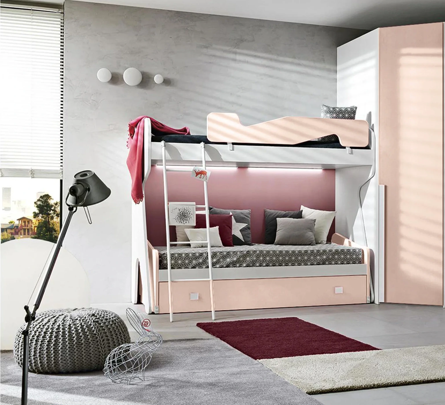 Letto castello Peonia e Bianco frassino, 3 posti letto