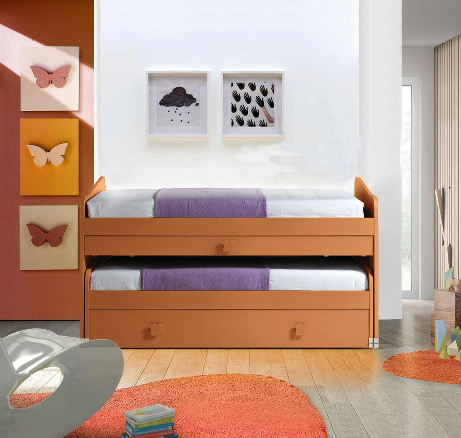 letto salvaspazio arancione