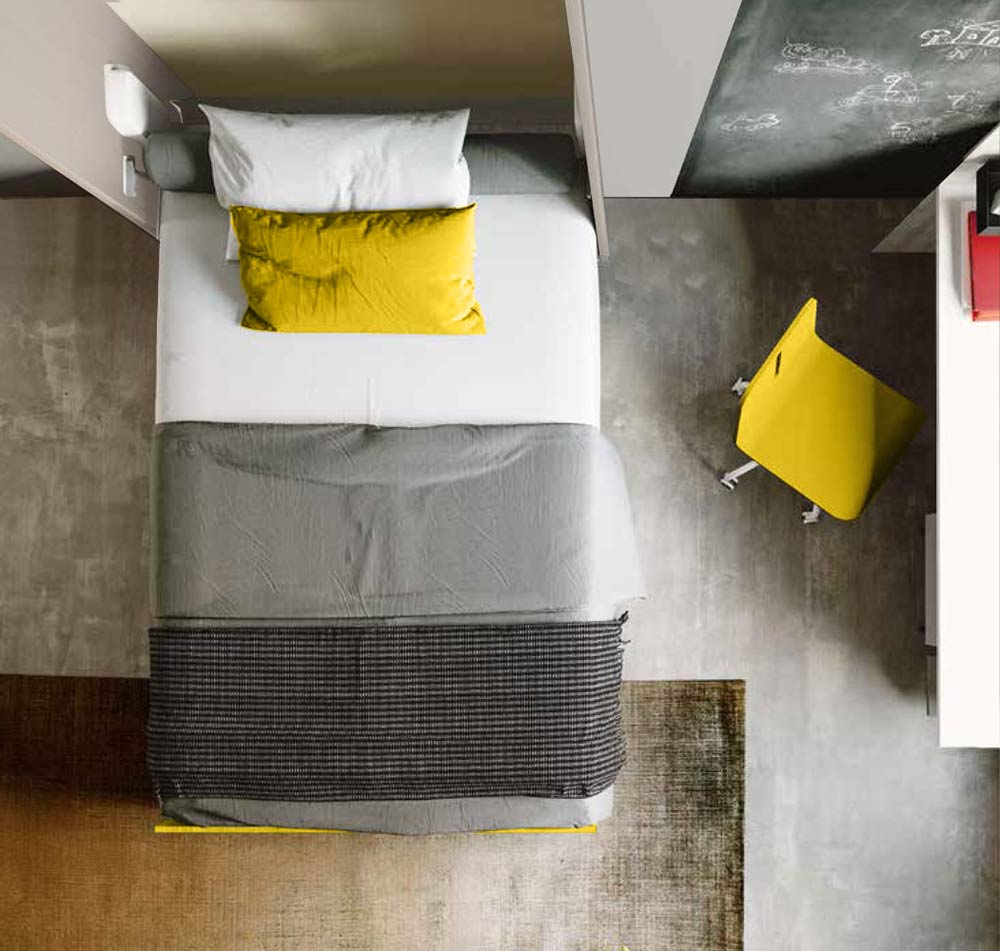 Letto verticale a scomparsa con vani a giorno L.120, Made in Italy