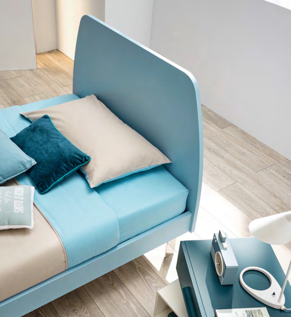 Lettio Aladin 1 piazza e mezza Moretti Compact, finitura Cielo 