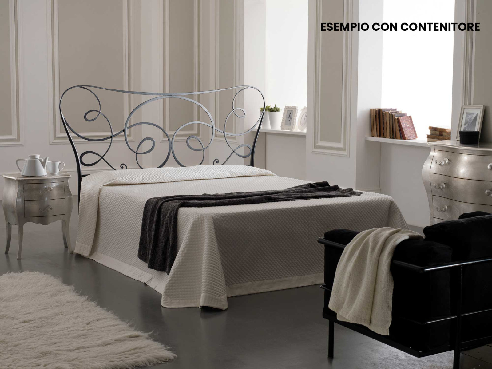 letto in ferro matrimoniale in finitura polvere grigio