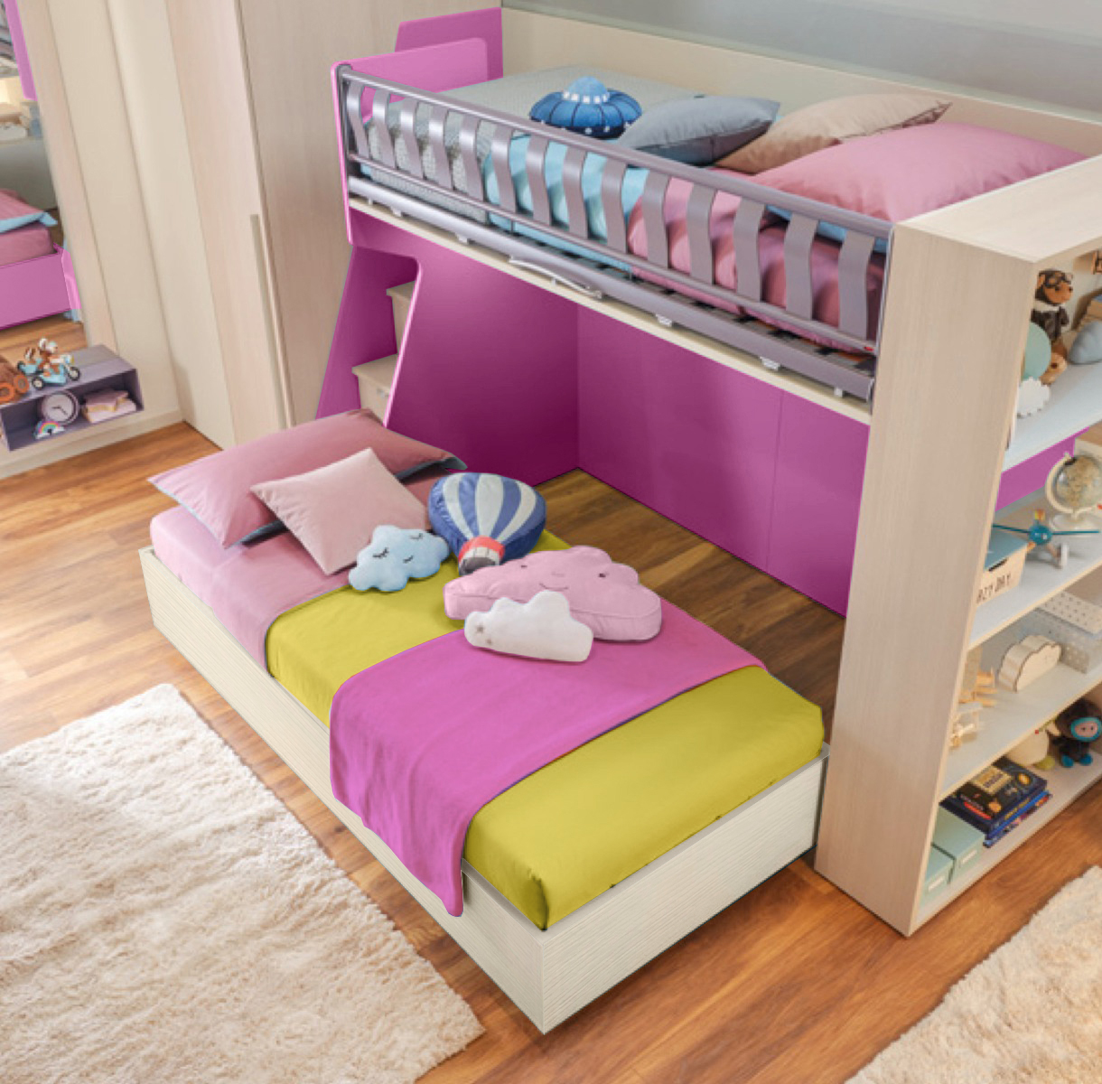 Letto sommier con ruote Moretti Compact, 80x200, finitura betulla