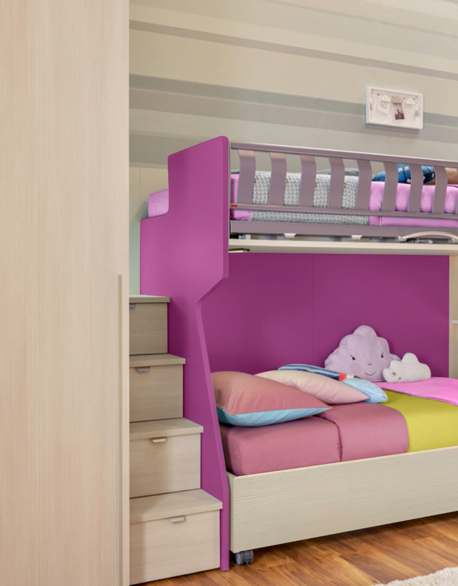 Letto sommier con ruote Moretti Compact, 80x200, finitura betulla