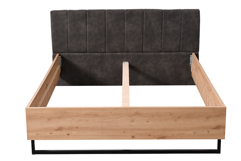 letto moderno legno e ecopelle