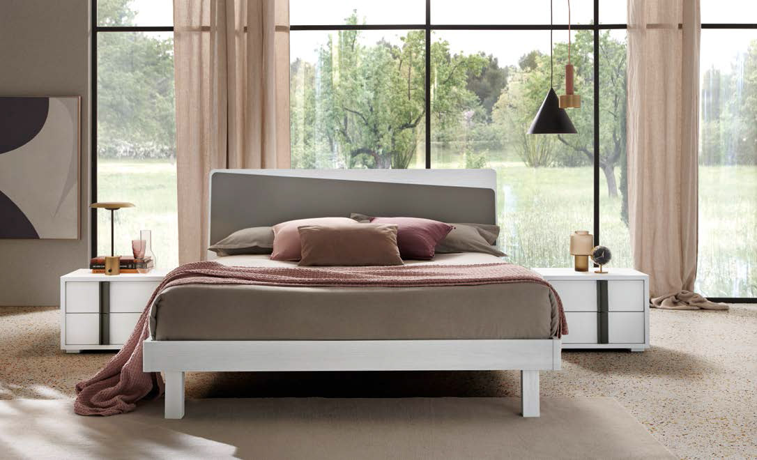 Camera matrimoniale scontata completa, finitura Noce bianco e Grigio londra