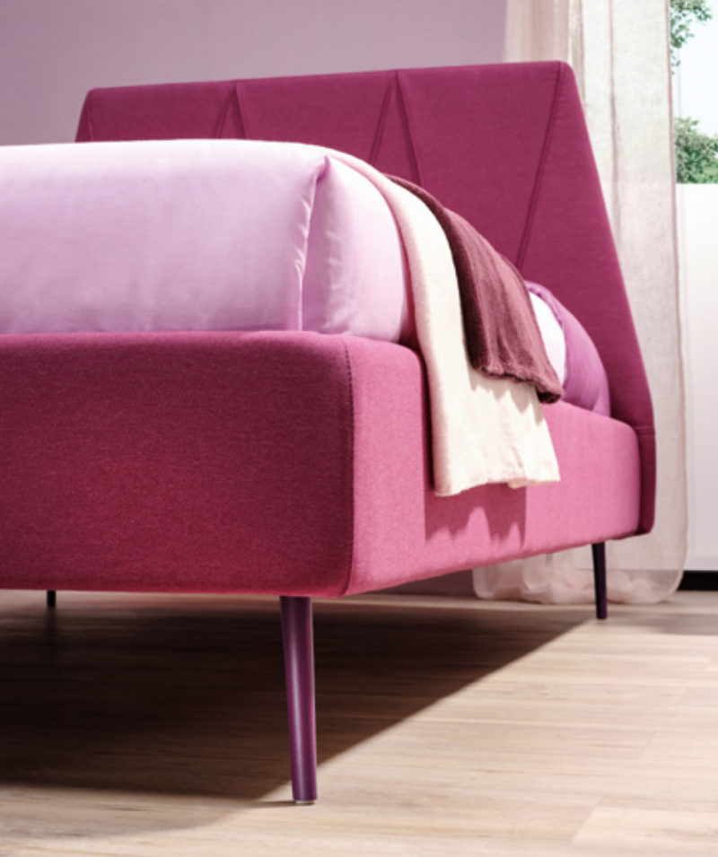 Letto singolo Peak Poly imbottito in tessuto VL14, Moretti Compact