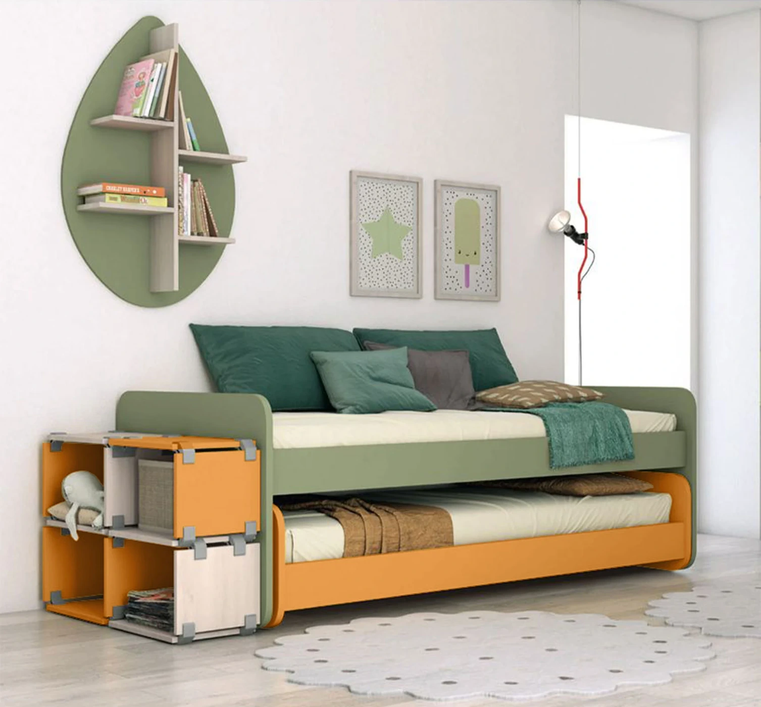 Letto multifunzione miele e oliva