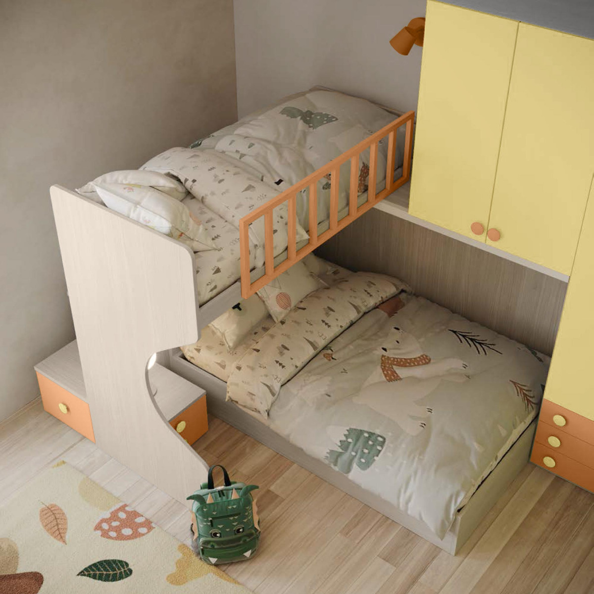 soppalco con scaletta cassettoni