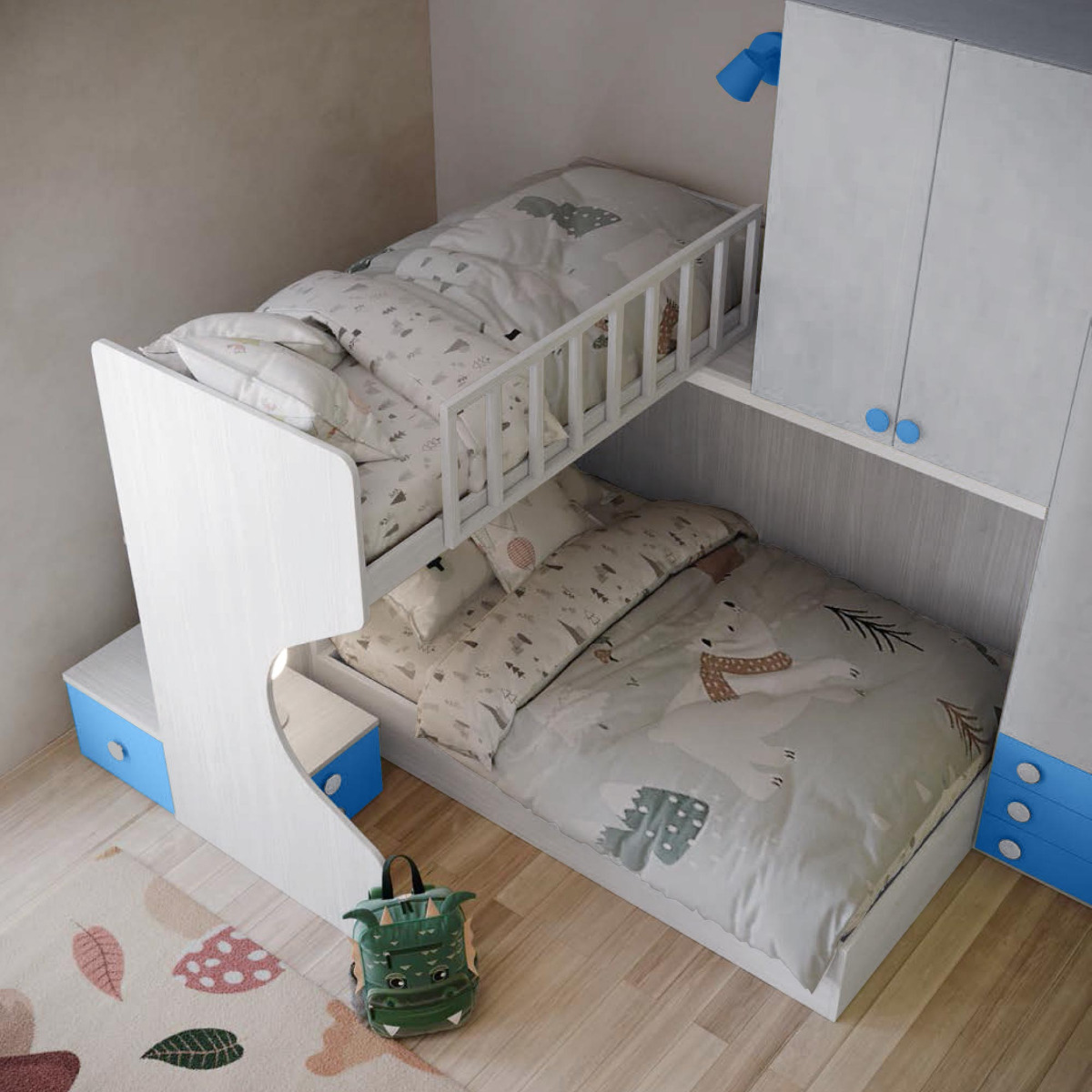 soppalco angolare blu