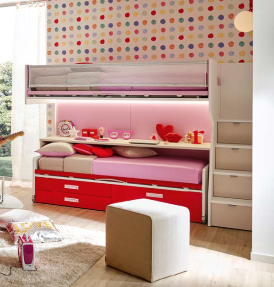 Letto a castello con scrivania, Moretti Compact KC508
