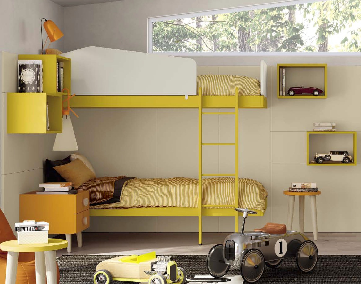 Letto castello Giallo zafferano, Desert e Bianco opaco